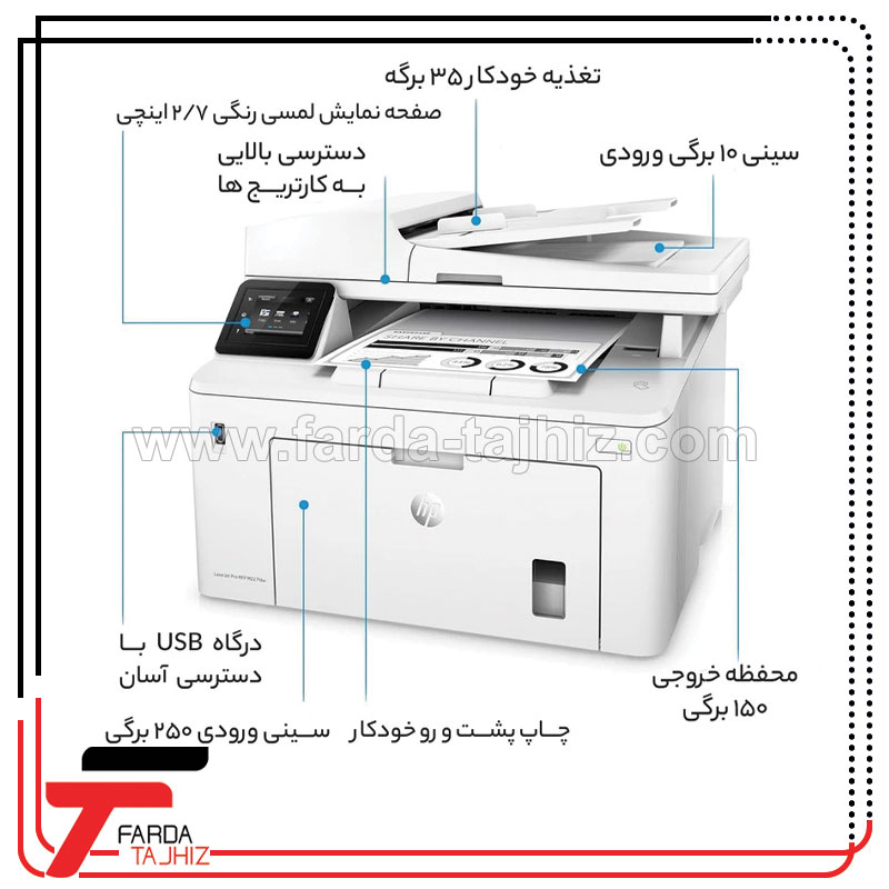 مشخصات پرینتر چندکاره لیزری اچ پی hp M227fdw استوک